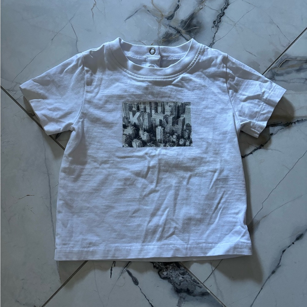 Kith Kids White and Gray Graphic Tee